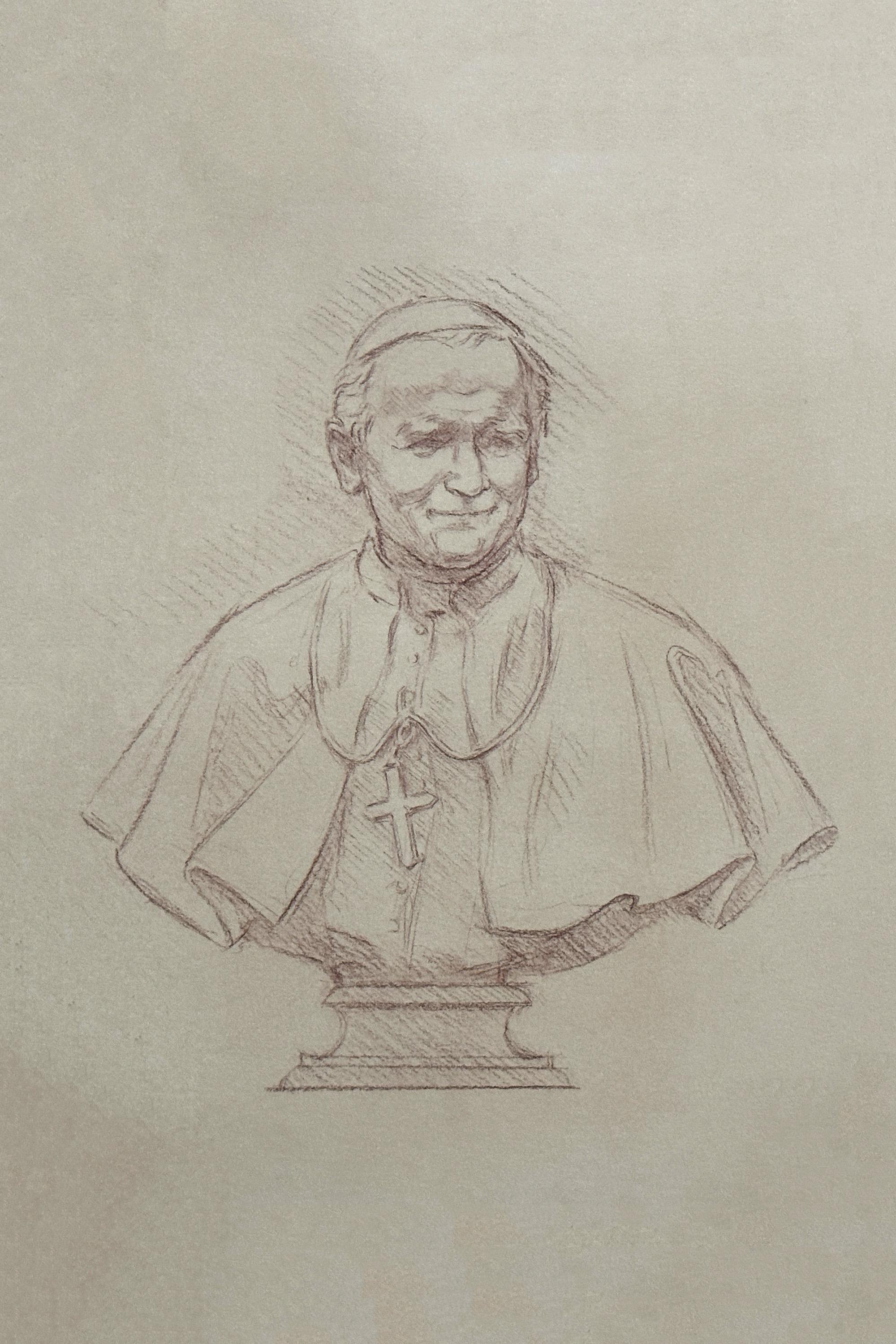 A sketch of a bust of St. John Paul II